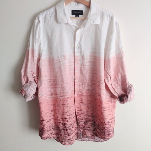 INC International Concepts Mens Linen Blend Ombre Shirt XL w Roll Tab Sleeve - Picture 10 of 10